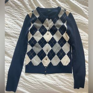 J. Crew Argyle Cardigan, wool and cashmere blend